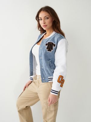 True Religion Denim Varsity Jacket in Blue