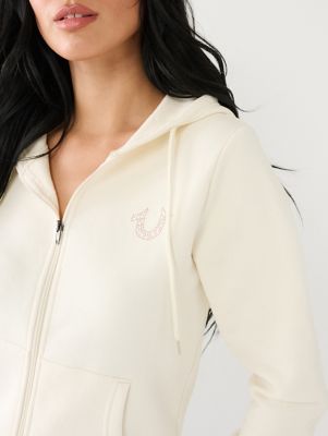 CRYSTAL HORSESHOE LOGO ZIP HOODIE