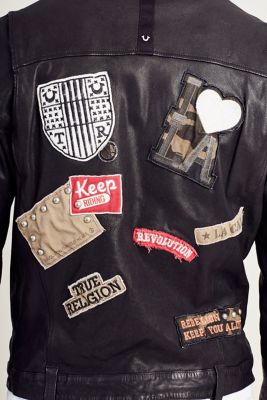 true religion black leather jacket