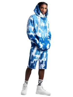 MENS APPLIQUE TIE DYE PULLOVER HOODIE