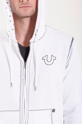 true religion white hoodie