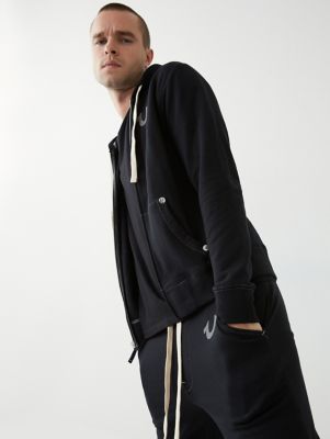 men's flocked buddha zip up hoodie