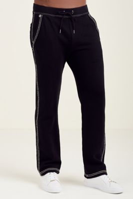 True Religion Contrast Stitch Sweatpants in Black for Men