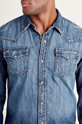 true religion denim shirt mens