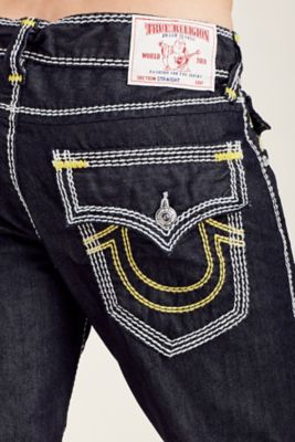 black and yellow true religion jeans
