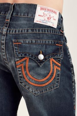 true religion jeans with orange stitching