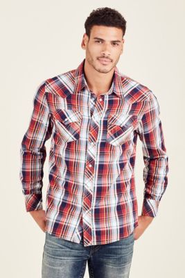 true religion plaid western shirt
