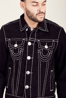 true religion black denim jacket