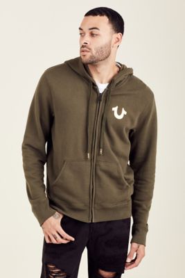 metallic double puff mens hoodie