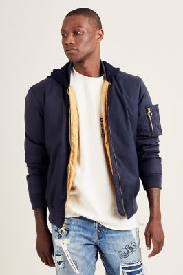 Men's Light Hooded Designer Bomber Jacket True Religion
