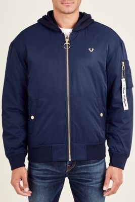 Men's Light Hooded Designer Bomber Jacket True Religion