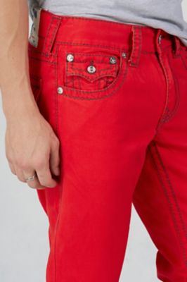 white and red true religion jeans