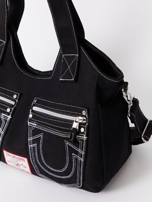 Time and Tru Women's Ludlow Flap Crossbody Bag, Black 