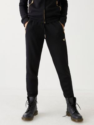 true religion black and gold joggers