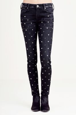 black jeans with rhinestones