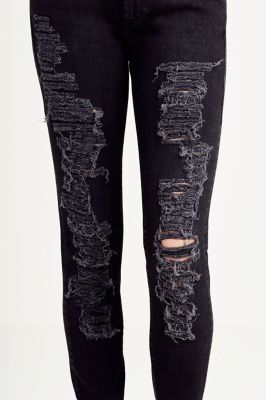 black destroyed skinny jeans womens