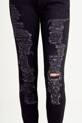 black destroyed jeans womens