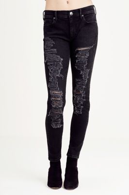 super distressed black jeans