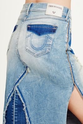 true religion long denim skirt