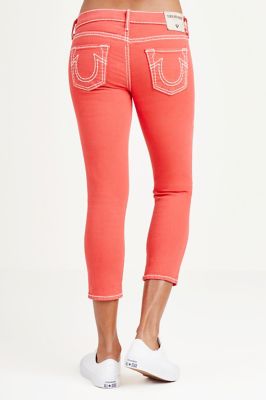 red capri jeans