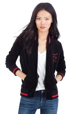 velour bomber jacket womens