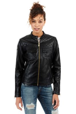 VEGAN LEATHER QUILTED MOTO WOMENS 