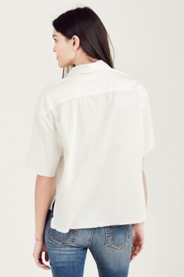 button down cropped shirt