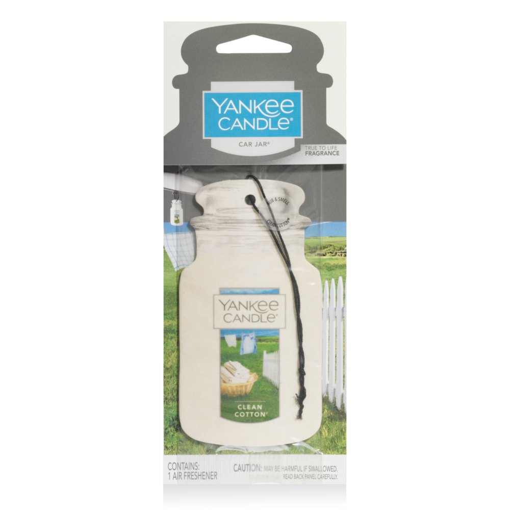 Yankee Candle Car Jar Air Freshener, Clean Cotton
