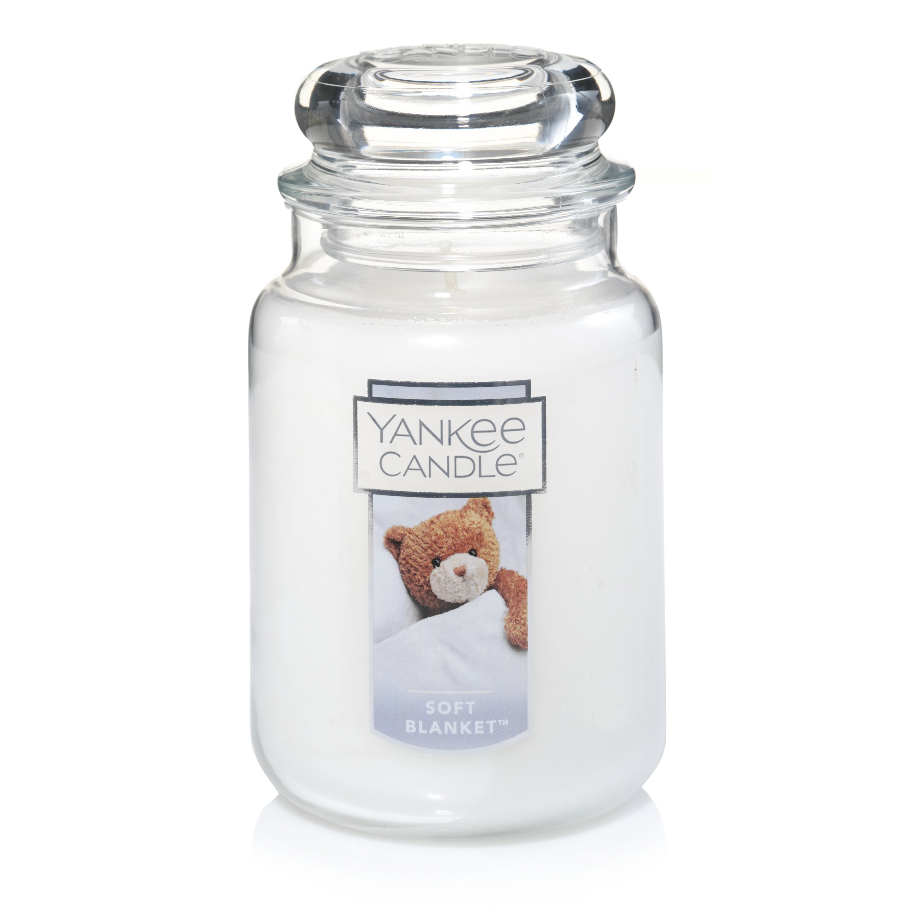 Yankee candle with teddy bear on shop front