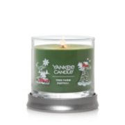 signature tree farm festival small tumbler candle lit with lid as coaster image number 1
