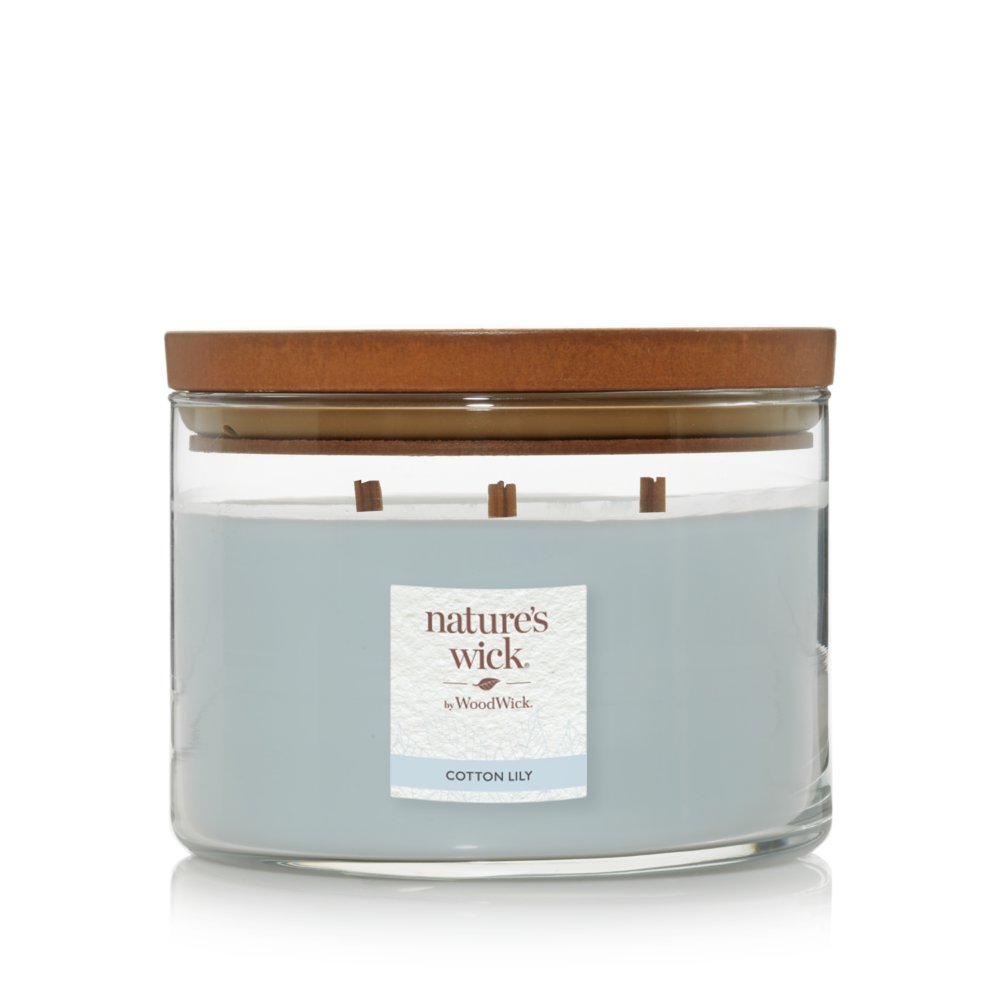 Cotton Lily Nature's Wick Large Candle 3Wick Candles Yankee Candle