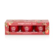 gift set containing three red apple wreath yankee candle minis