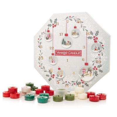 Advent Calendar with Holiday Tea Lights and Holder