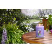 lilac blossoms large jar candle on table image number 5