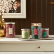 red apple wreath and balsam and cedar large tumbler candles with christmas cookie and sparkling cinnamon small tumbler candles image number 5