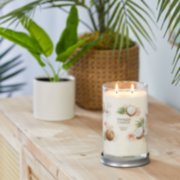 coconut beach signature large tumbler candle on table image number 3