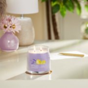 lemon lavender signature medium jar candle on table in living room image number 3