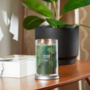 balsam and cedar signature large tumbler candle on side table image number 3