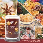 holiday zest signature large tumbler candle with photo collage and text reading orange zest, candied ginger and festive memories image number 2