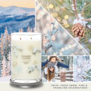 sparkling snow signature large tumbler candle with photo collage and text reading crisp, fresh snow, pine and sparkling celebrations image number 2