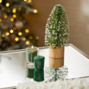 two balsam and cedar samplers votive candles, one on table and one in votive candle holder on table image number 3
