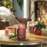 holiday sparkles large jar candle with illuma lid on tray medium 2 wick tumbler on jar holder votive candle on votive holder image number 4