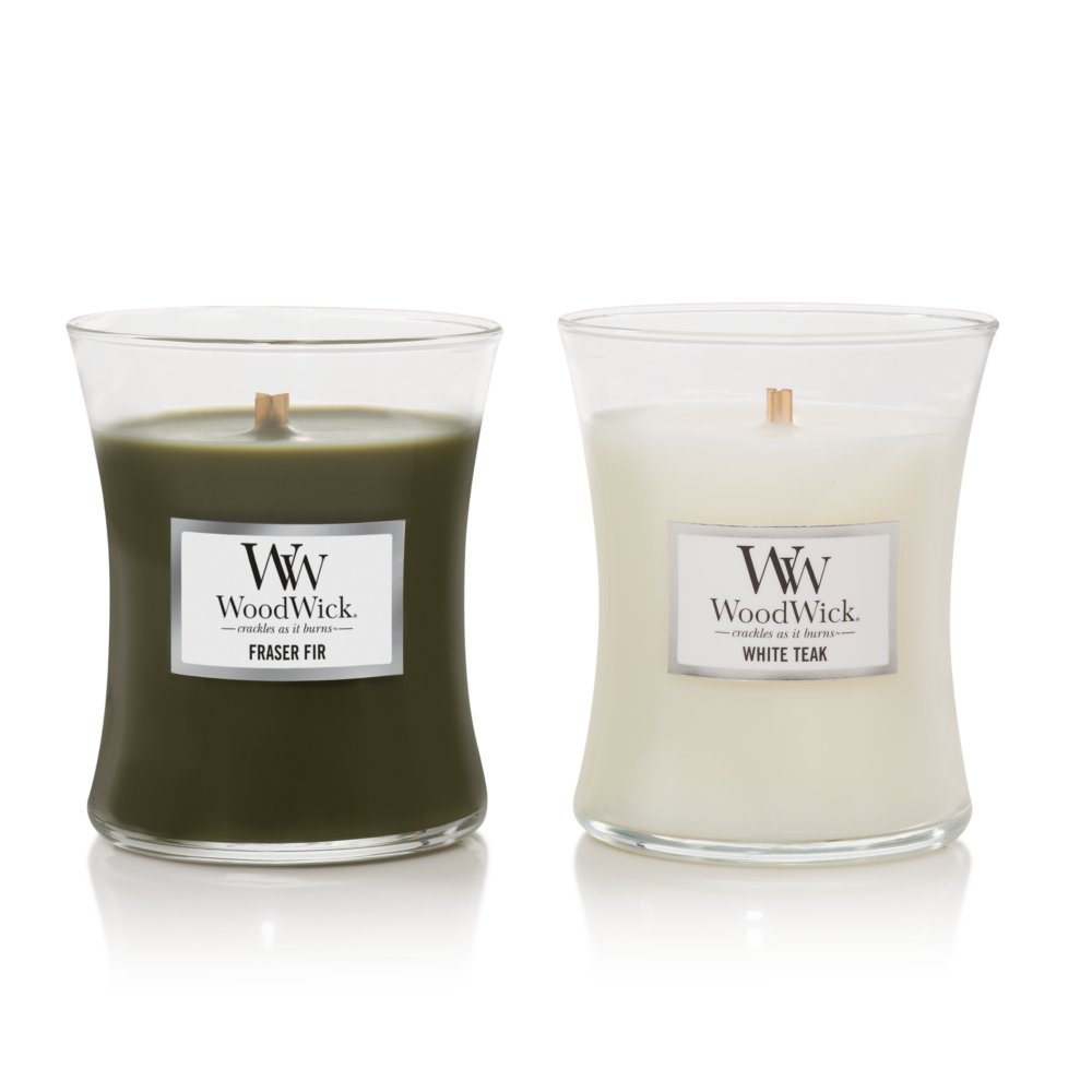 Holiday Fragrance Pairing - Fraser Fir / White Teak Medium Hourglass  Candles - Medium Hourglass Candles