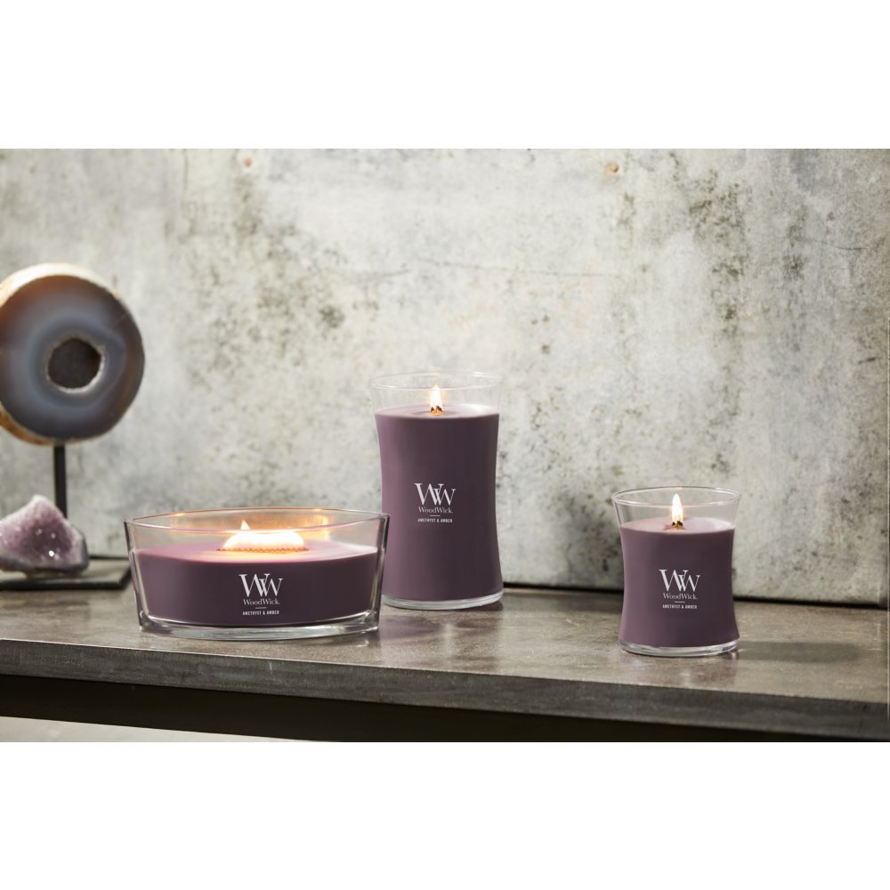 Queen of Everything - Wood Wick Soy Candle (Amethyst, Rose Quartz) -  Embossed Glass