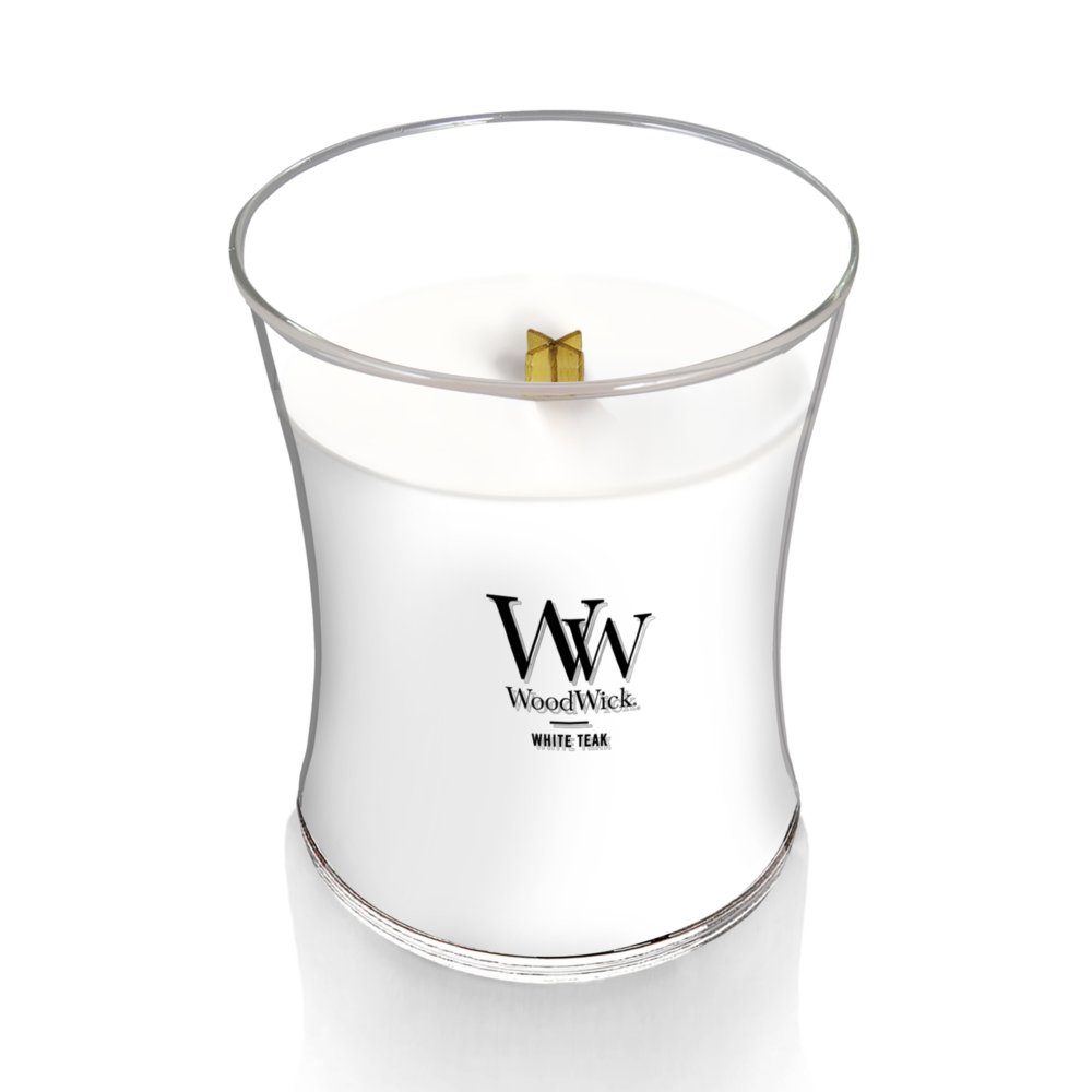 WoodWick Medium Hourglass Candle, White Teak