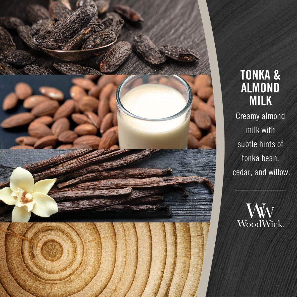 Woodwick Candle, Tonka & Almond Milk - 1 candle, 21.5 oz