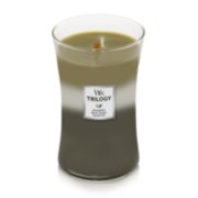 woodwick mountain trail trilogy large hourglass candle with lid removed