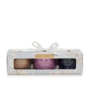 gift set with amber and sandalwood, wild orchid, and bayside cedar yankee candle minis