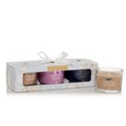 amber and sandalwood yankee candle mini with gift set including amber and sandalwood, wild orchid, and bayside cedar yankee candle minis image number 1