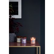 woodwick almond and tonka bean, amethyst and amber, and pressed blooms patchouli mini hourglass candles image number 3
